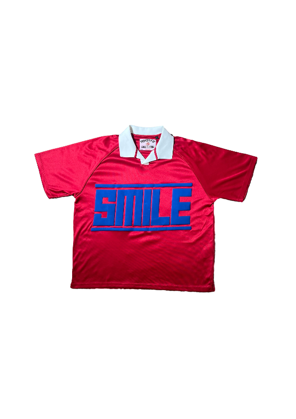 3.LARGE RED COLLAR SHORT SLEEVE WITH BLUE LOGO
