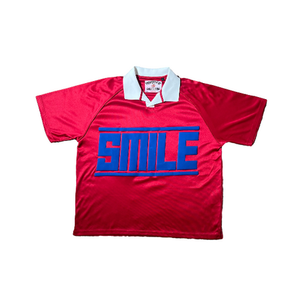 3.LARGE RED COLLAR SHORT SLEEVE WITH BLUE LOGO