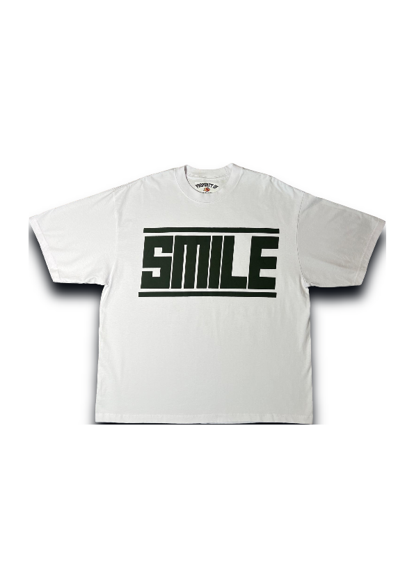 SMILE T-SHIRT WITH DARK GREEN LOGO
