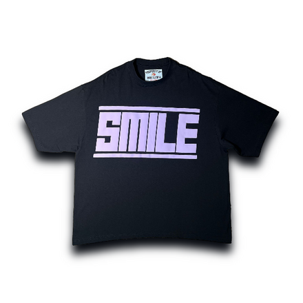 SMILE T-SHIRT BLACK LAVENDER LOGO