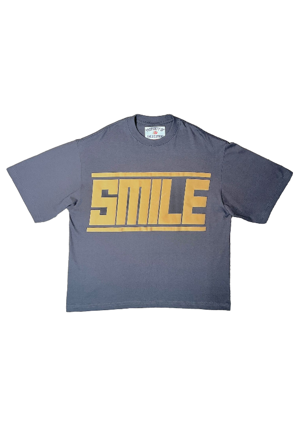 SMILE T-SHIRT GRAY WITH TAN LOGO