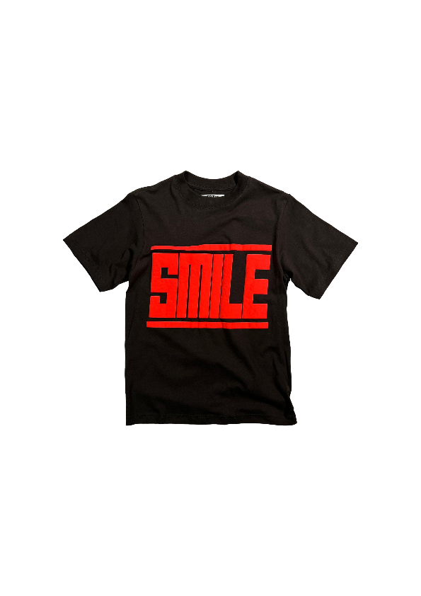 1. SMALL BLACK SHORT SLEEVE WITH CORAL RED LOGO