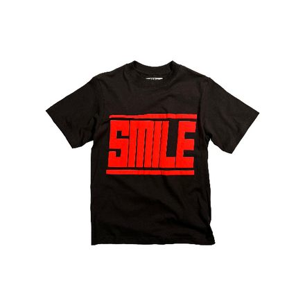 1. SMALL BLACK SHORT SLEEVE WITH CORAL RED LOGO