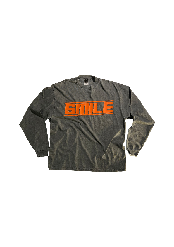 5. 2XL GRAY LONG SLEEVE WITH BURNT ORANGE SMILE LOGO