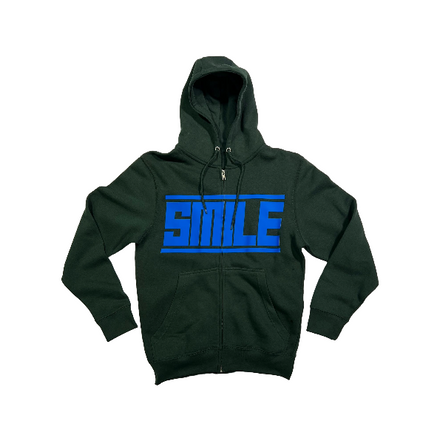 5. 2XL DARK GREEN ZIP UP HOODIE WITH BLUE LOGO