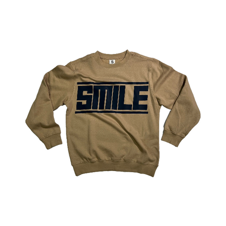 1.SMALL TAN CREWNECK WITH NAVY