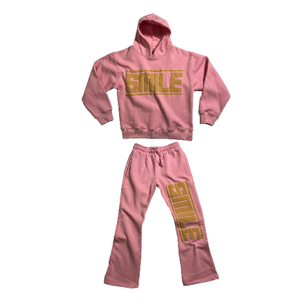1.SMALL PINK SUIT WITH TAN LOGO