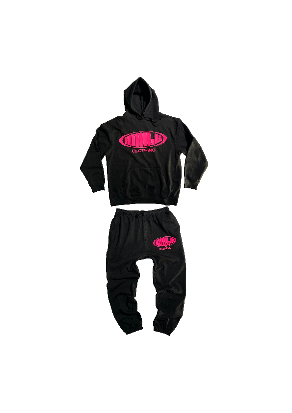 6. 3XL BLACK SUIT WITH CIRCLE SMILE PINK LOGO