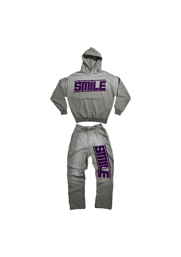 4.XL GRAY SUIT WITH PURPLE LOGO