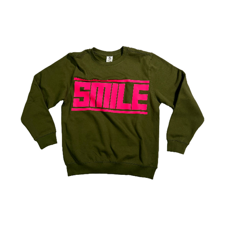 2.MEDIUM GREEN CREWNECK WITH PINK LOGO