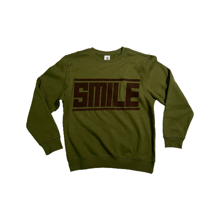 1.SMALL OLIVE GREEN CREWNECK WITH BROWN LOGO