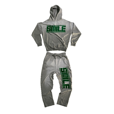 2.MEDIUM GRAY SUIT WITH GREEN LOGO