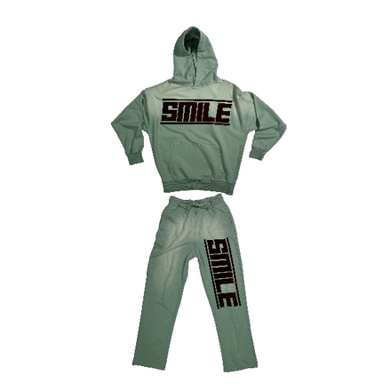 1.SMALL GREEN SUIT WITH BURGUNDY LOGO