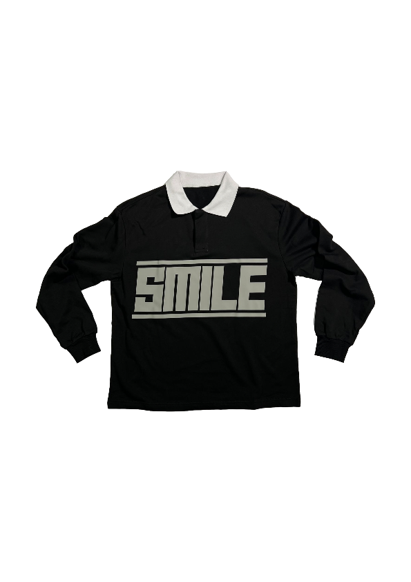 1. SMALL COLLAR LONG SLEEVE BLACK WITH GRAY LOGO