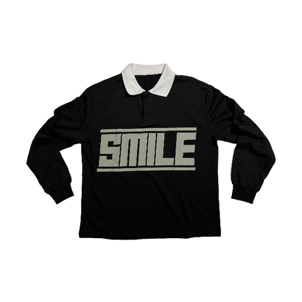 1. SMALL COLLAR LONG SLEEVE BLACK WITH GRAY LOGO