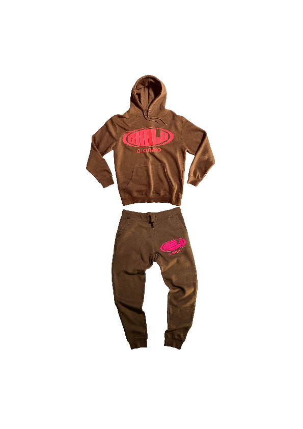 3.LARGE BROWN SUIT WITH PINK LOGO