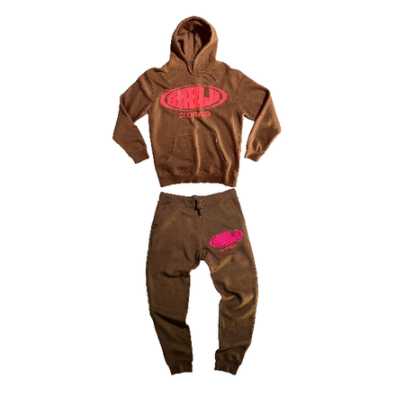 3.LARGE BROWN SUIT WITH PINK LOGO