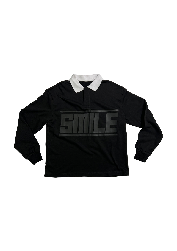 1.SMALL COLLAR LONG SLEEVE BLACK WITH BLACK LOGO