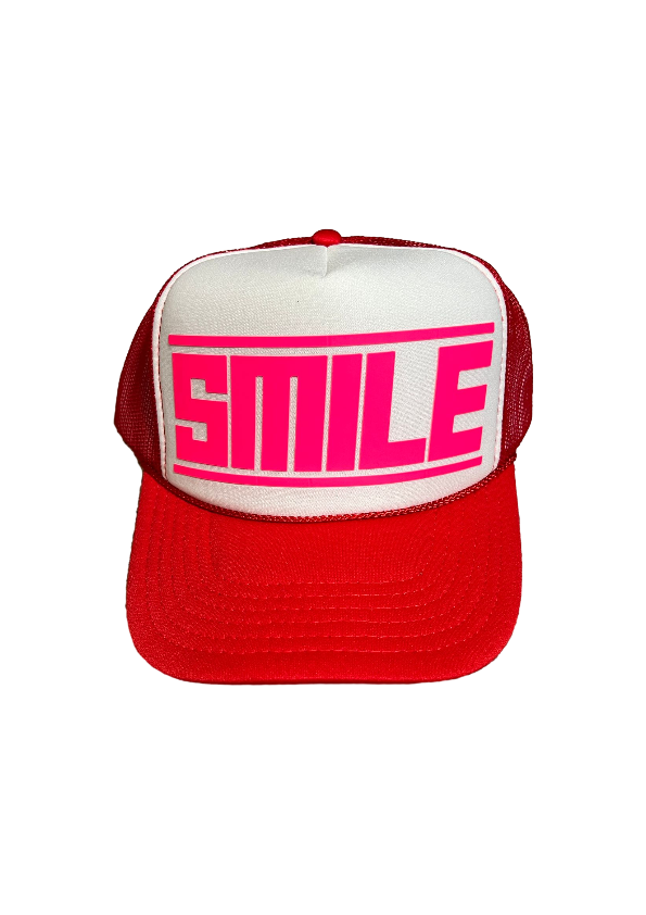 SMILE TRUCKER HAT RED/WHITE/PINK
