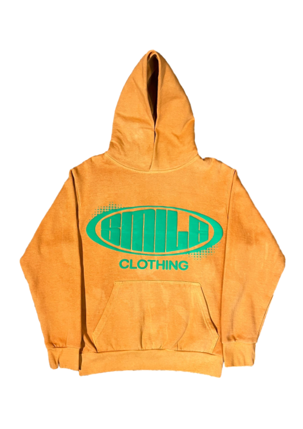 SMILE HOODIE ORANGE WITH GREEN LOGO