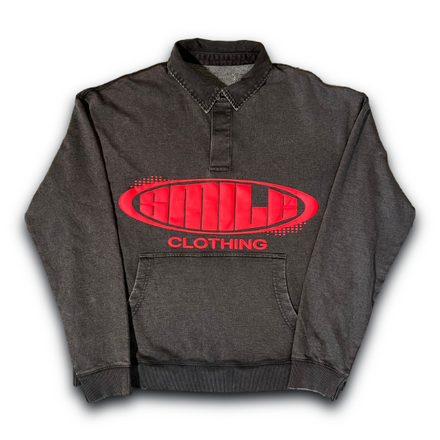 SMILE LONG SLEEVE POLO GREY WITH RED LOGO