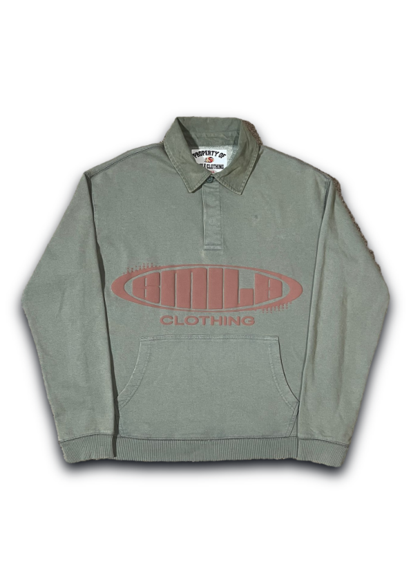 SMILE LONG SLEEVE POLO GREEN WITH BROWN LOGO