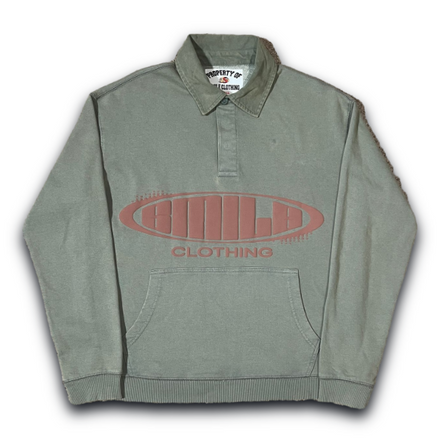 SMILE LONG SLEEVE POLO GREEN WITH BROWN LOGO