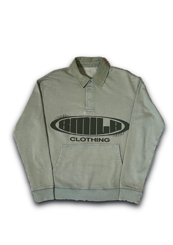 SMILE LONG SLEEVE POLO GREEN WITH FOREST GREEN LOGO