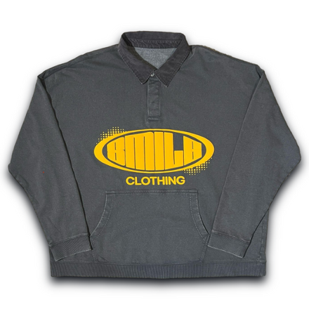 SMILE LONG SLEEVE POLO GRAY WITH ORANGE LOGO
