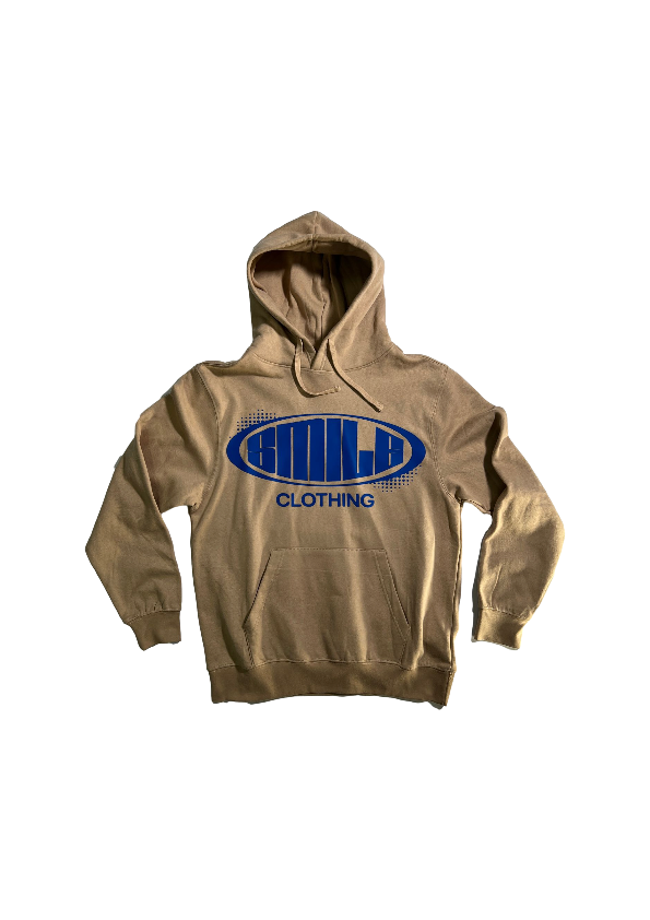 2.MEDIUM TAN SUIT WITH BLUE LOGO