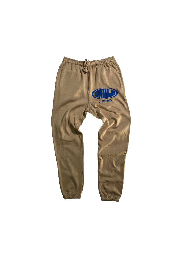 2.MEDIUM TAN SUIT WITH BLUE LOGO